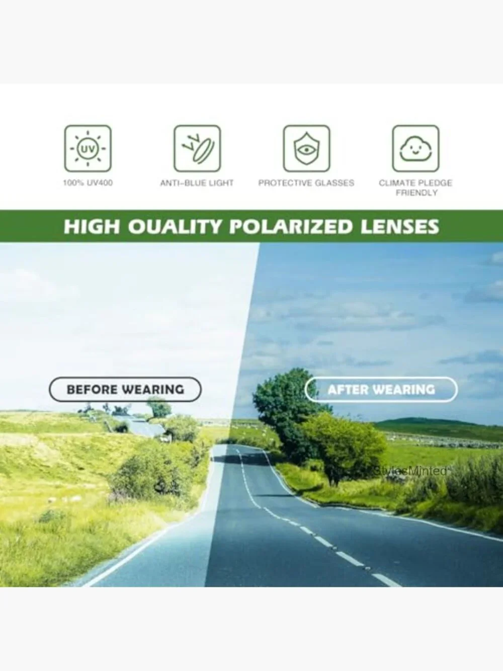 Wrap Around Polarized Sunglasses for Men Women Cycling Running UV Protection